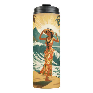 Vintage Hawaiian Travel Honolulu Mid-Pacific Thermal Tumbler