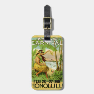 Vintage Hawaiian Travel Hula Girl Aloha Caribbean Luggage Tag