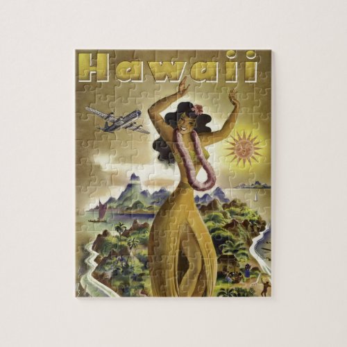 Vintage Hawaiian Travel Poster Jigsaw Puzzle