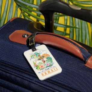 Vintage Hawaiian Travel Poster Luggage Tag
