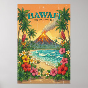 Vintage Hawaiian Travel Posters - Hawaii Island