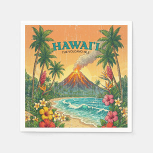 Vintage Hawaiian Travel Posters - Hawaii Island Napkins