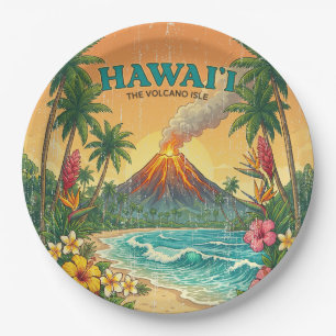 Vintage Hawaiian Travel Posters - Hawaii Island Paper Plates
