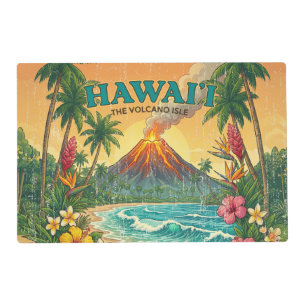 Vintage Hawaiian Travel Posters - Hawaii Island Placemat