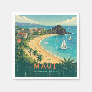 Vintage Hawaiian Travel Posters - Maui Napkins