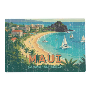 Vintage Hawaiian Travel Posters - Maui Placemat