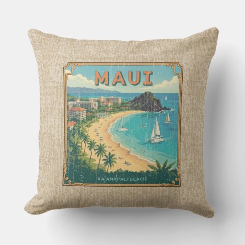 Vintage Hawaiian Travel Posters - Maui Reversible  Outdoor Pillow