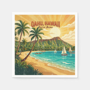 Vintage Hawaiian Travel Posters - Oahu Napkins