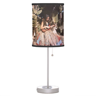 Vintage Hawaiian Wahine Hula Girl Ukulele Table Lamp