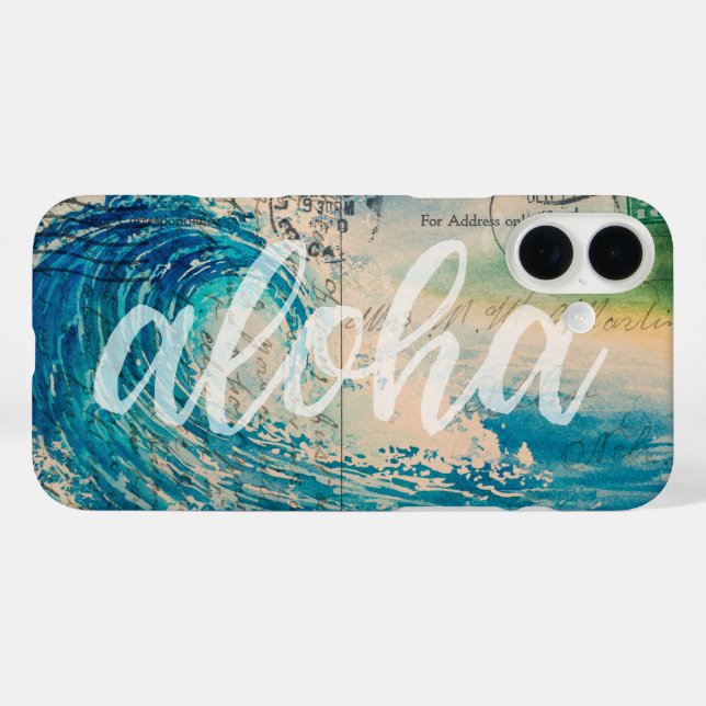 Vintage Hawaiian Wave Postcard Case-Mate iPhone Case (Back (Horizontal))