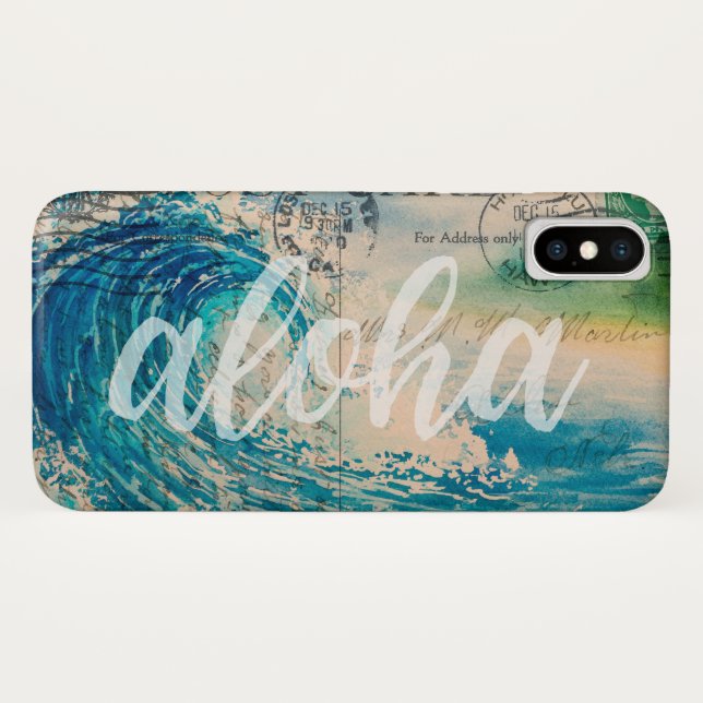 Vintage Hawaiian Wave Postcard Case-Mate iPhone Case (Back (Horizontal))