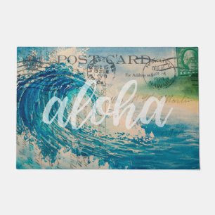 Vintage Hawaiian Wave Postcard Doormat
