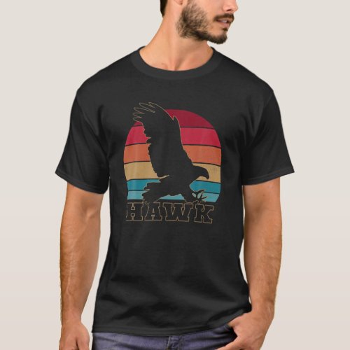 Vintage Hawk Sunset Ornithology Birding Retro T_Shirt