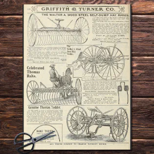 Vintage Hay Farm Equipment Newspaper Ad Decoupage Tissue Paper Vintage Hay Farm Equipment Newspaper Ad Decoupage Tissue Paper