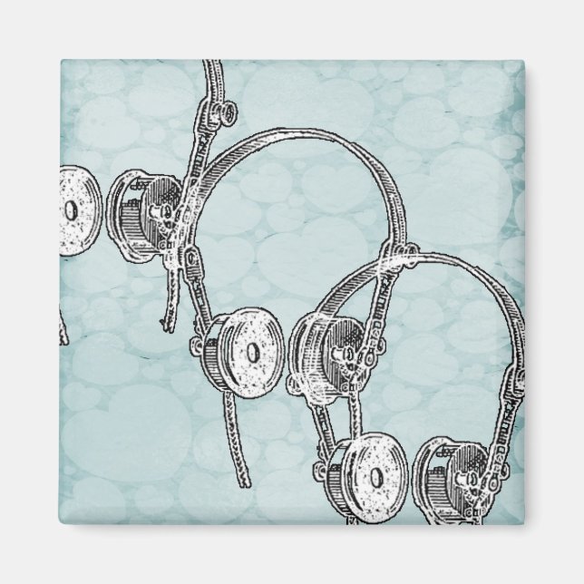 Vintage Headphones Magnet (Front)