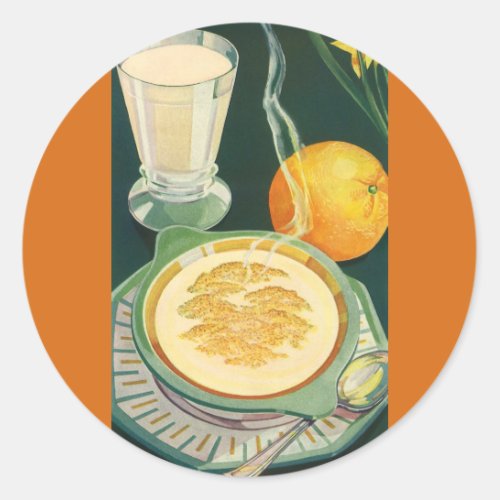 Vintage Health Foods Beverages Healthy Breakfast Classic Round Sticker