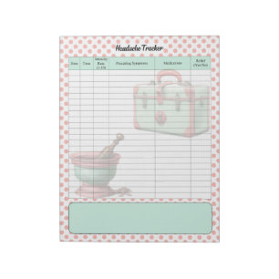 Vintage Healthcare Headache Tracker Notepad