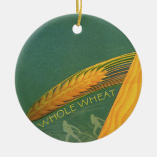 Vintage Healthy Foods, Whole Grain Wheat Bread Ceramic Ornament