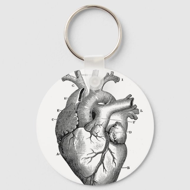 Vintage Heart Anatomy | Customizable Keychain (Front)