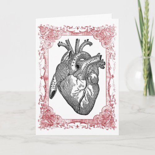 Vintage Heart Anatomy Valentine Greeting Card