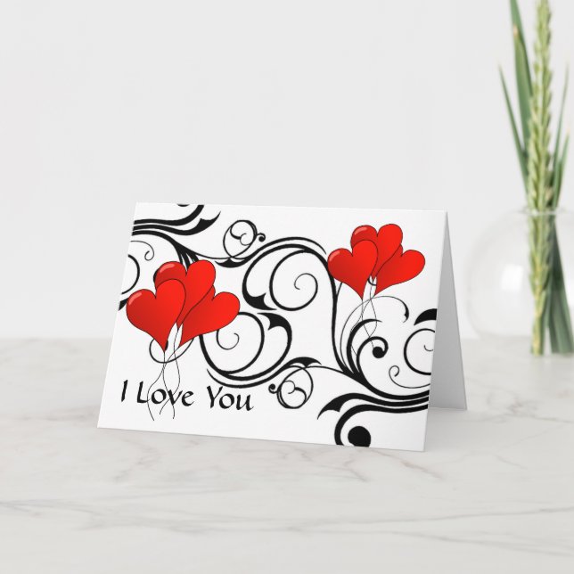 Vintage heart-ballons - Customized Card (Front)