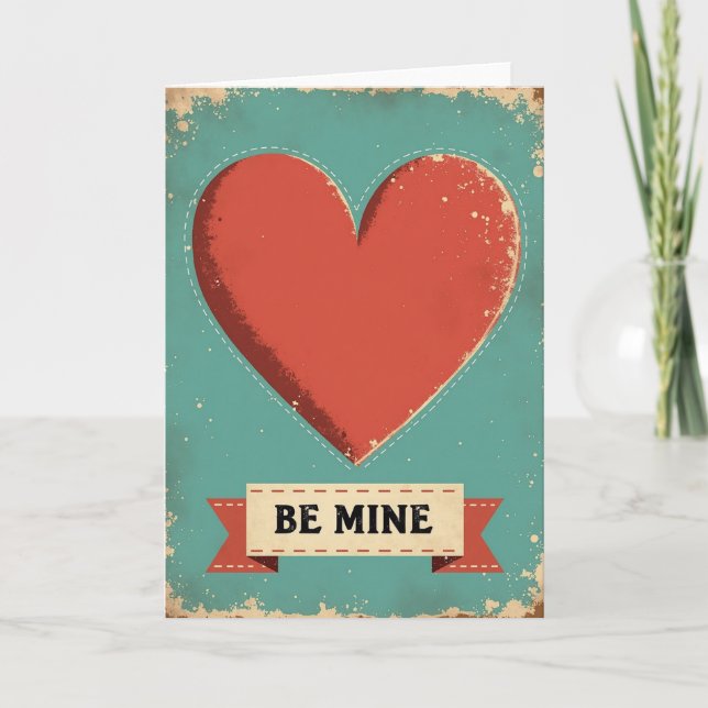 Vintage Heart Be Mine Card (Front)