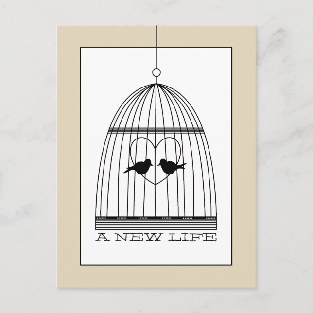 Vintage Heart Birdcage Baby Due date Announcement (Front)