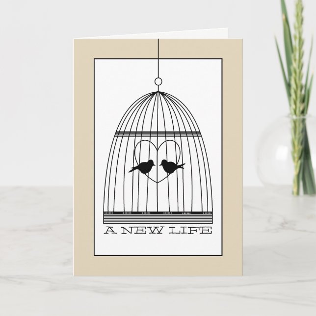 Vintage Heart Birdcage Baby Due date Announcement (Front)