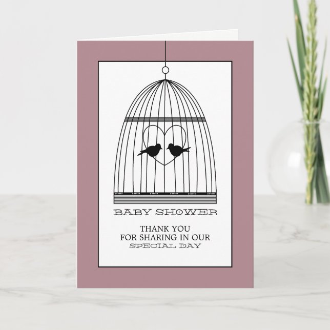 Vintage Heart Birdcage Baby Shower Thank You (Front)