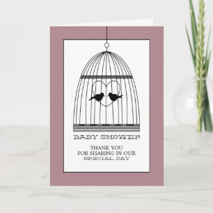 Vintage Heart Birdcage Baby Shower Thank You Card