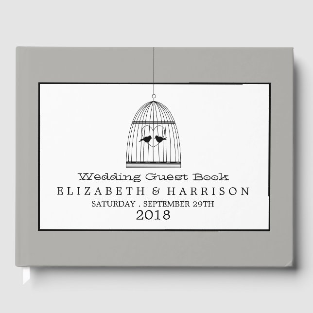 Vintage Heart Birdcage Wedding Guest Book (Front)