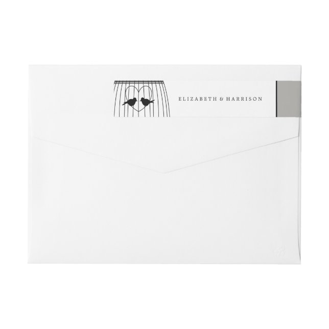 Vintage Heart Birdcage Wedding Wrap Around Label (Back)