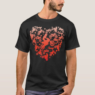 Vintage Heart Design Dirt Bike Valentines Day T-Shirt