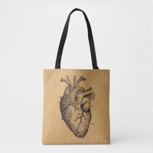 Vintage Heart Diagram Illustration Vintage Art Tote Bag