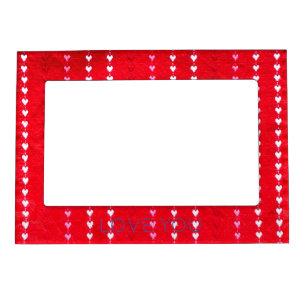 Vintage Heart Fabric Red Pink White LOVE YOU Fun Magnetic Frame
