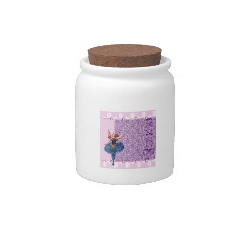 Vintage heart flower fairy ballerina blue pink candy jar