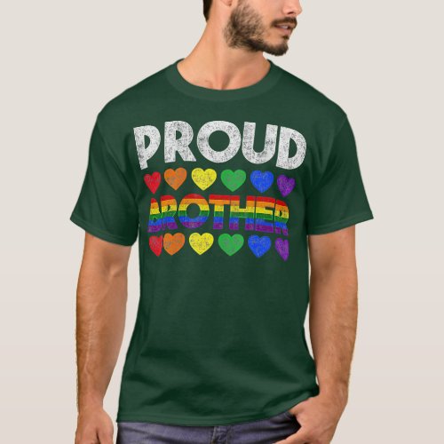 Vintage Heart Gay Pride LGBTQ Family  Proud Brothe T_Shirt