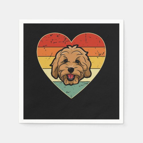 Vintage Heart Golden Doodle Men Women Retro Doodle Napkins