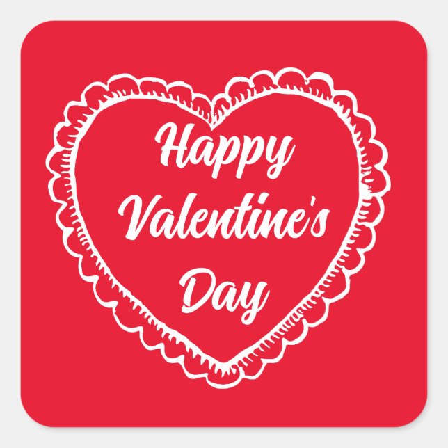 VINTAGE HEART HAPPY VALENTINE'S DAY DESIGN  SQUARE STICKER (Front)