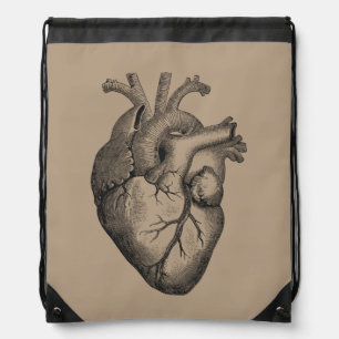 Vintage Heart Illustration Drawstring Bag