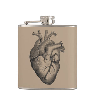 Vintage Heart Illustration Flask