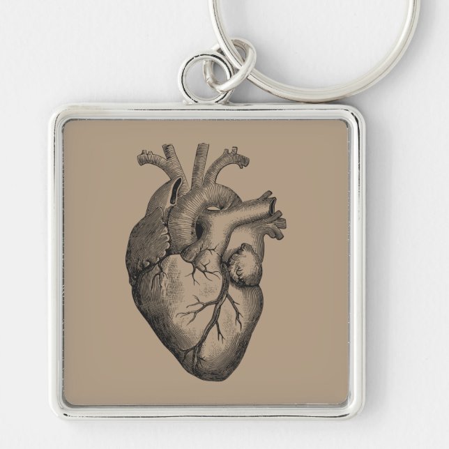 Vintage Heart Illustration Keychain (Front)