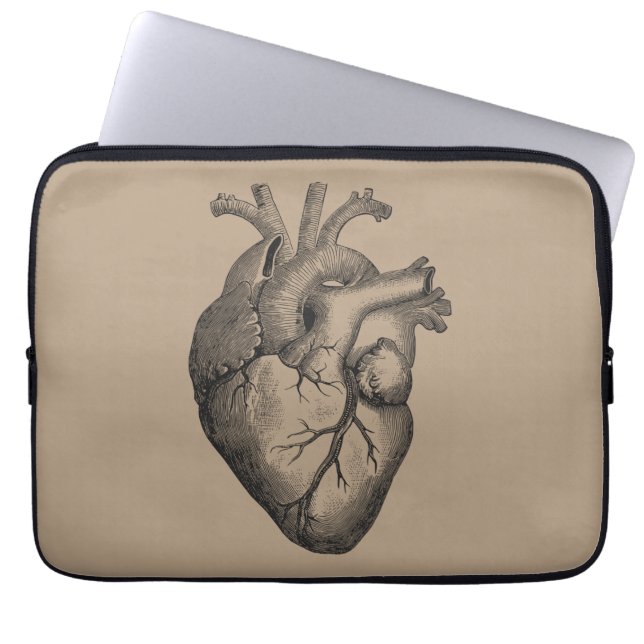Vintage Heart Illustration Laptop Sleeve (Front)