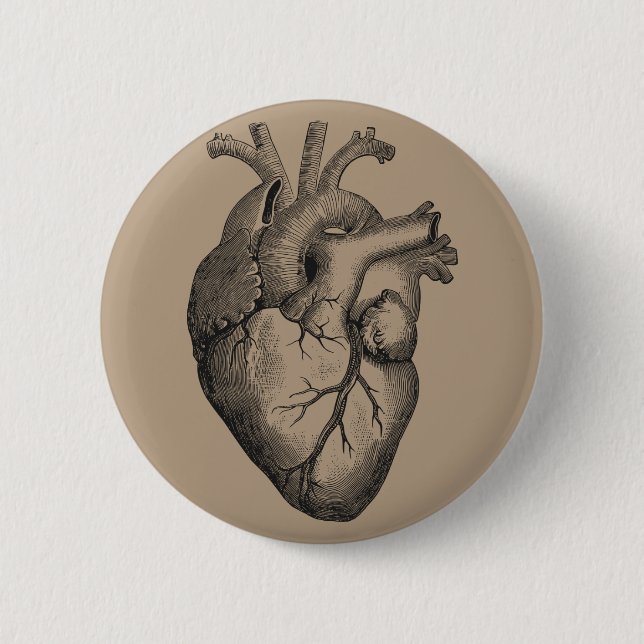 Vintage Heart Illustration Pinback Button (Front)
