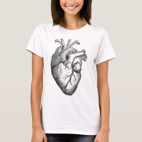 Vintage Heart Illustration T_Shirt