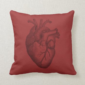 Vintage Heart Illustration Throw Pillow by ThinxShop at Zazzle