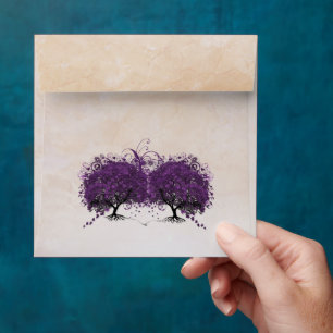 Vintage Heart Leaf Tree Peachy Damask Envelope