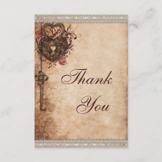Vintage Heart Lock & Key Wedding Thank You