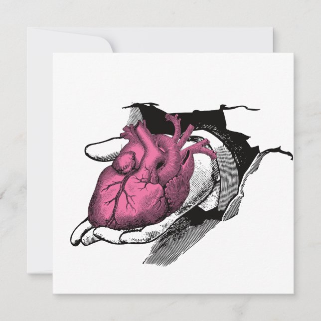 Vintage Heart On Hand Through Crack Invitation (Front)