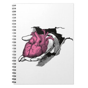 Vintage Heart On Hand Through Crack Notebook